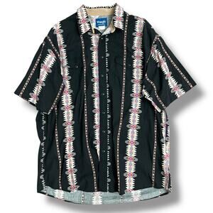 Wrangler Western Black Aztec Button Up Shirt Men’s Short Sleeve Geometric 2XL
